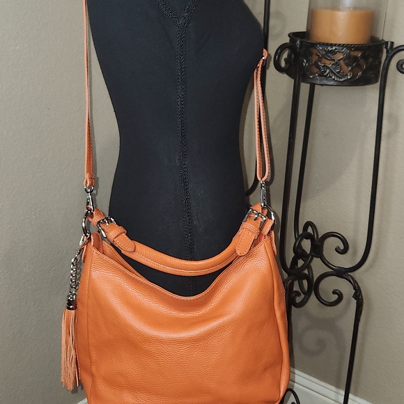 Borse In Pelle Handbags - Borse In Pelle Genuine Leather Made In Italy Chic‎ Orange Shoulder Bag